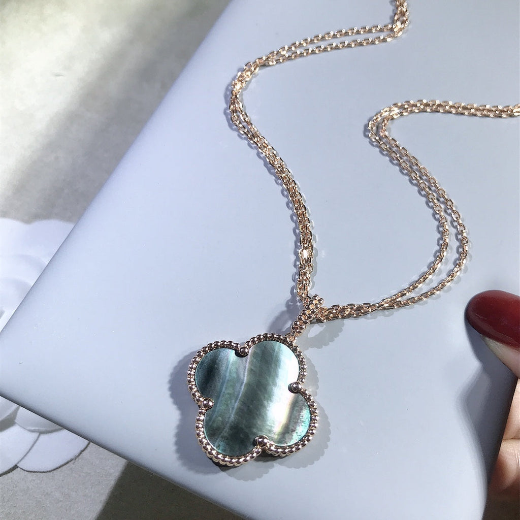 [Demi jewelry]CLOVER 25MM GOLD DARK MOP BIG CLOVER NECKLACE