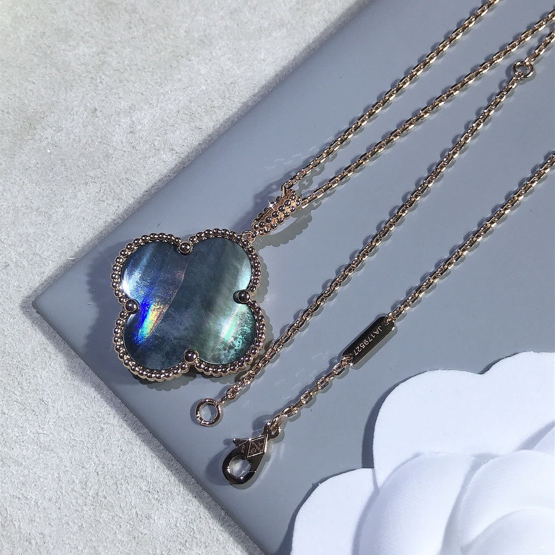 [Demi jewelry]CLOVER 25MM GOLD DARK MOP BIG CLOVER NECKLACE