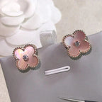 [Demi jewelry]CLOVER MEDIUM 1 MOTIFS  PINK MOP DIAMOND EARRINGS