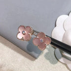 [Demi jewelry]CLOVER MEDIUM 1 MOTIFS  PINK MOP DIAMOND EARRINGS