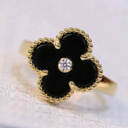 [Demi jewelry]CLOVER ONYX RING GOLD DIAMOND