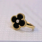 [Demi jewelry]CLOVER ONYX RING GOLD DIAMOND