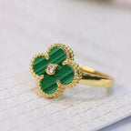 [Demi jewelry]CLOVER MALACHITE RING GOLD DIAMOND