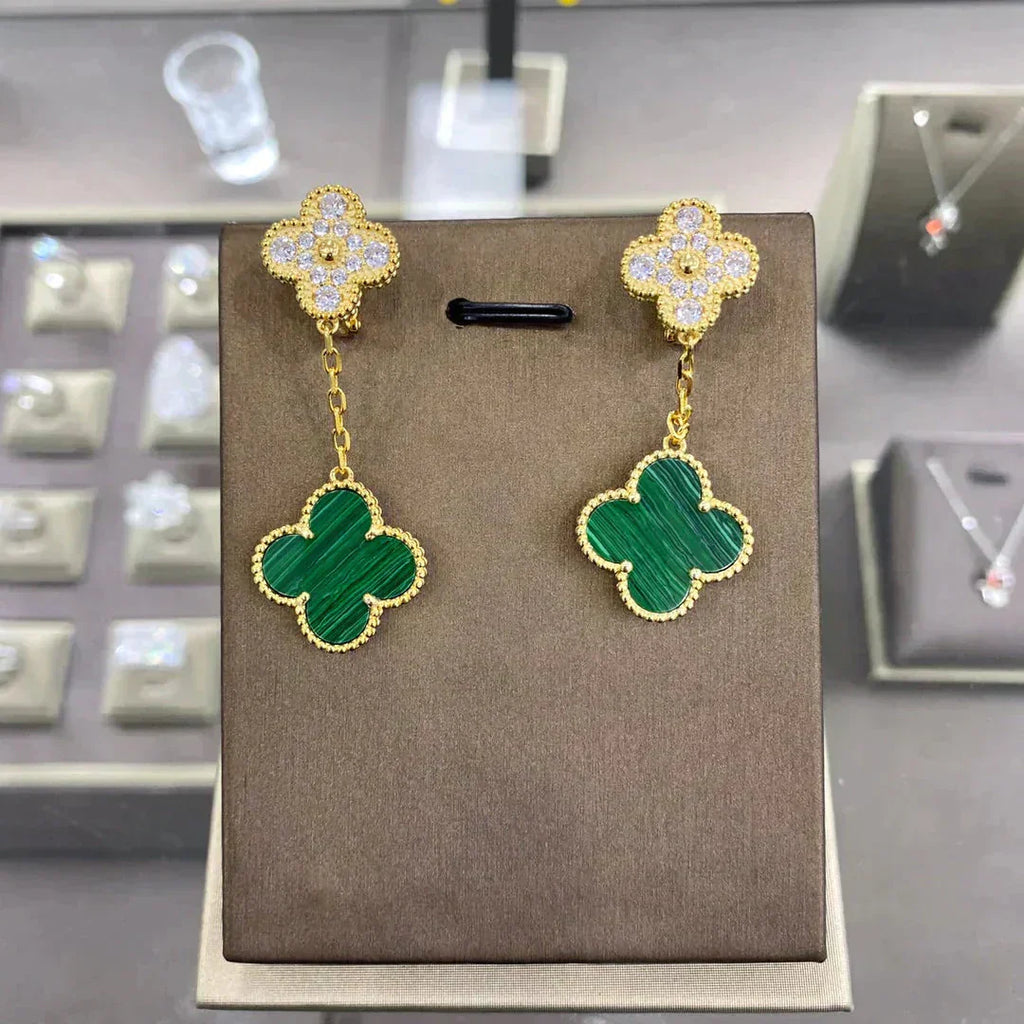 [Demi jewelry]CLOVER  2 MOTIFS  DIAMOND  EARRINGS (MULTIPLE CHOICESç´