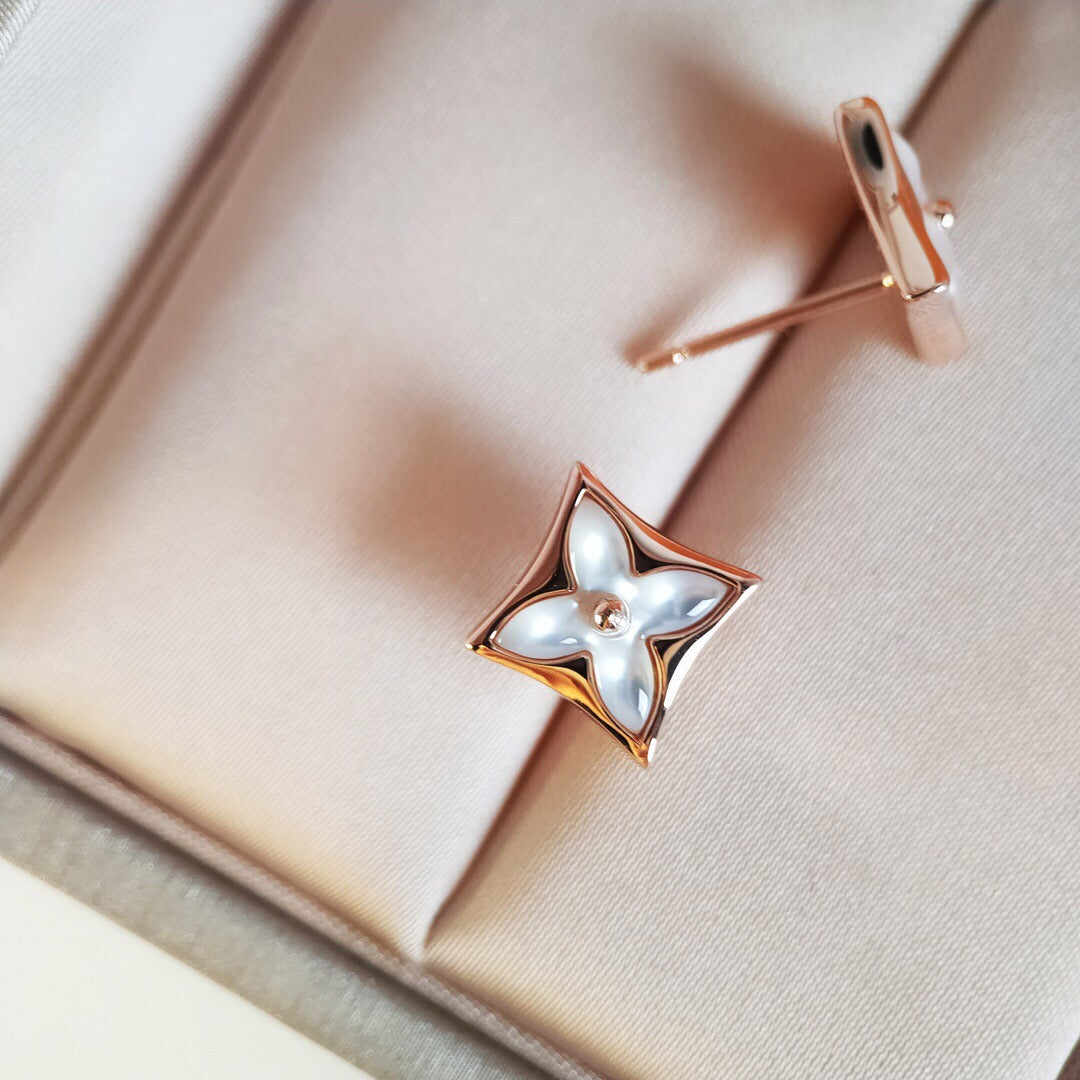 [Demi jewelry]STAR MOP PINK GOLD EARRINGS