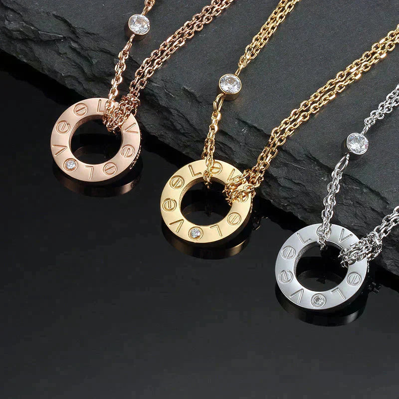 [Demi jewelry]LOVE NECKLACE 16MM 2 DIAMONDS