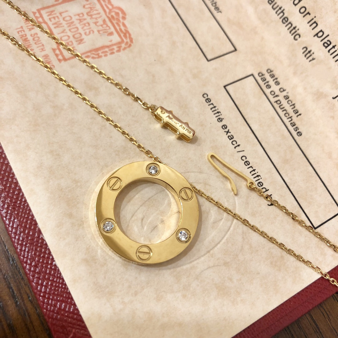 [Mystic]LOVE NECKLACE 16MM 3 DIAMONDS