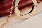 [Demi jewelry]LOVE NECKLACE 16MM 6 DIAMONDS PINK GOLD