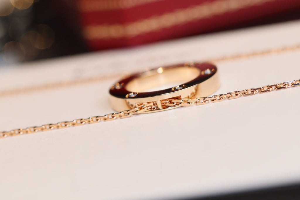 [Demi jewelry]LOVE NECKLACE 16MM 6 DIAMONDS PINK GOLD