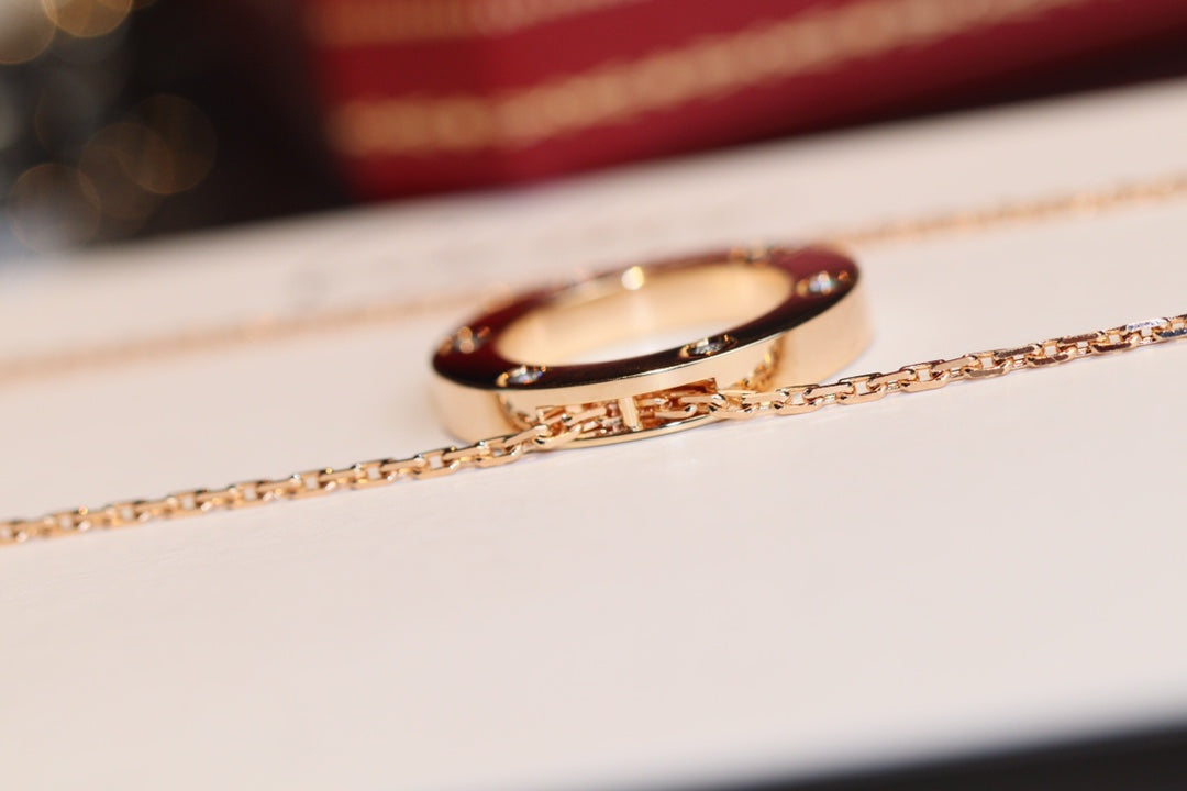 [Demi jewelry]LOVE NECKLACE 16MM 6 DIAMONDS PINK GOLD