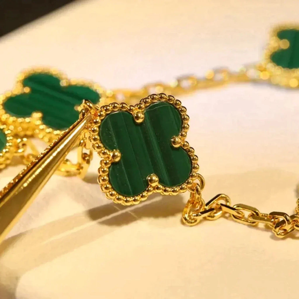[Demi jewelry] CLOVER 5 MOTIF MALACHITE BRACELET COLLECTION