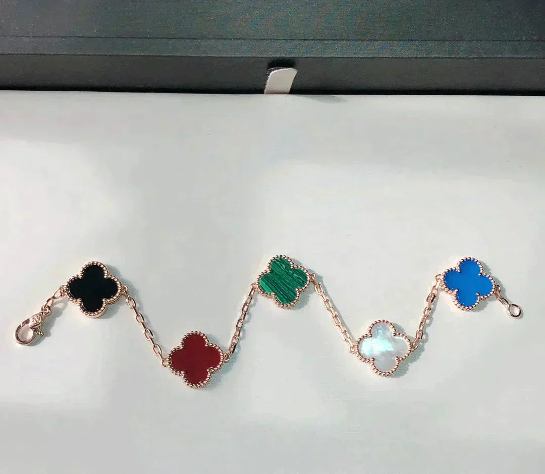 [Demi jewelry]CLOVER 5 MOTIFS MULTICOLOR BRACELET-new