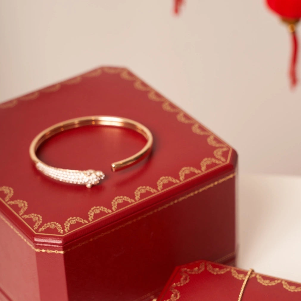 [Demi jewelry]PANTHERE ROSE GOLD DIAMOND OPEN BRACELET