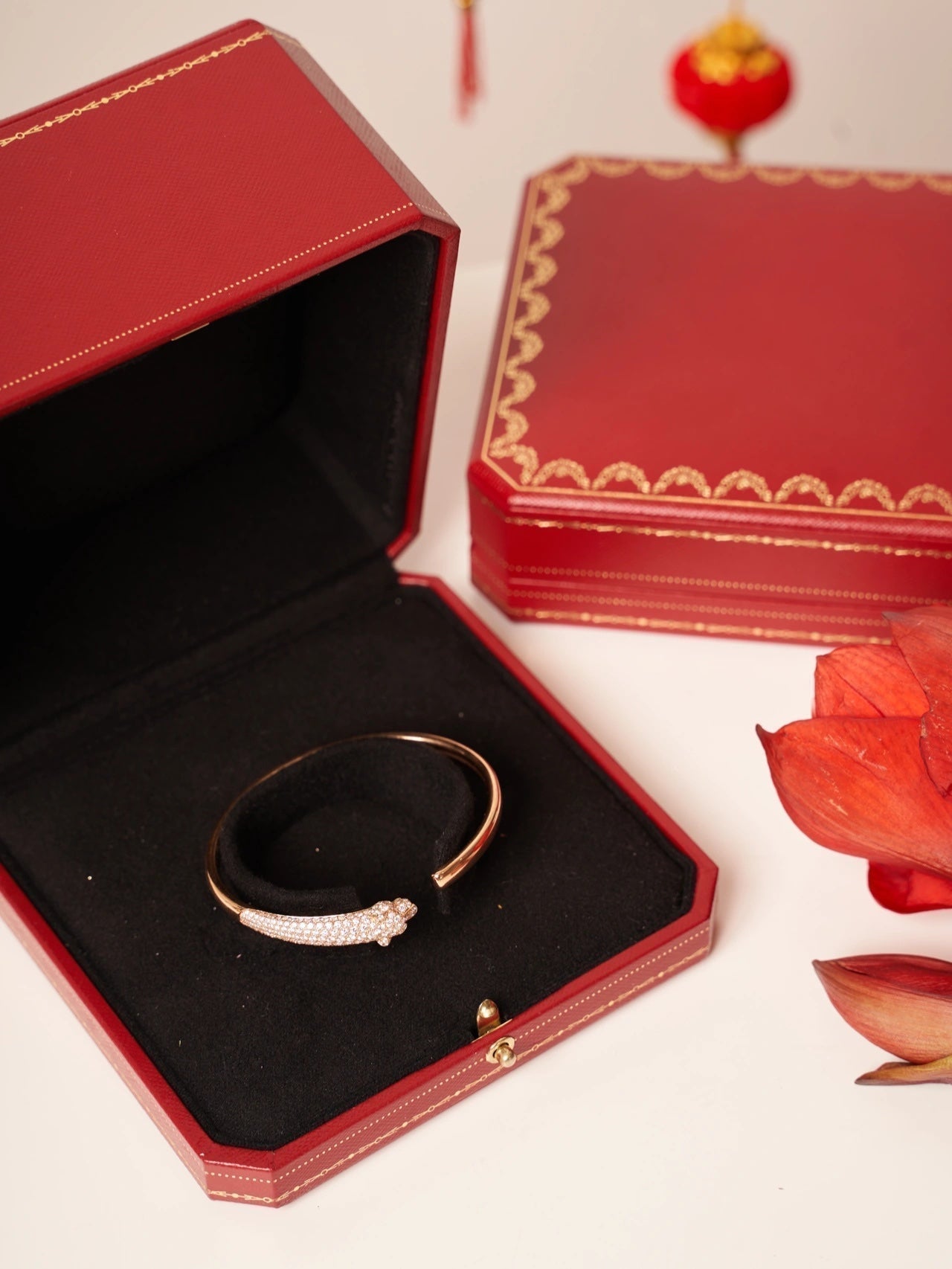 [Demi jewelry]PANTHERE ROSE GOLD DIAMOND OPEN BRACELET