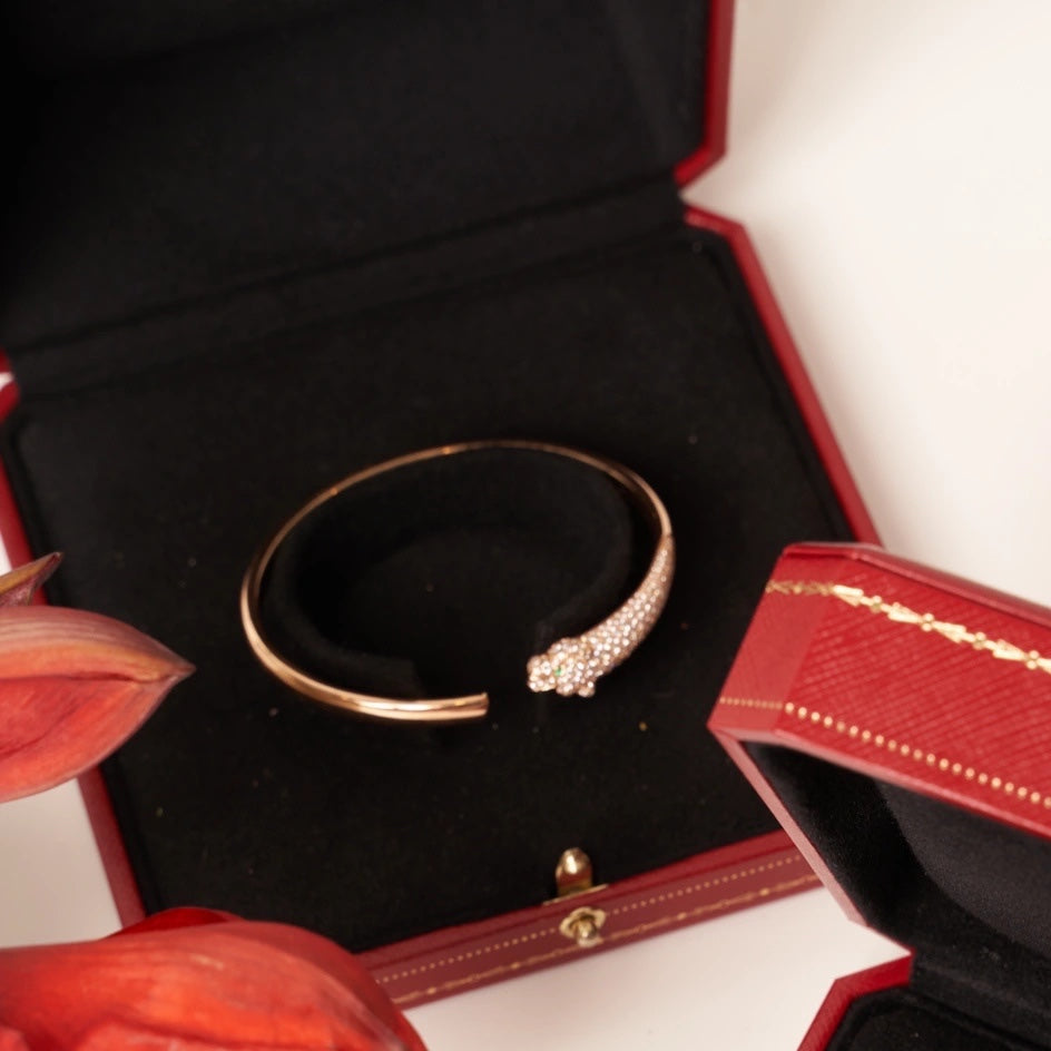 [Demi jewelry]PANTHERE ROSE GOLD DIAMOND OPEN BRACELET