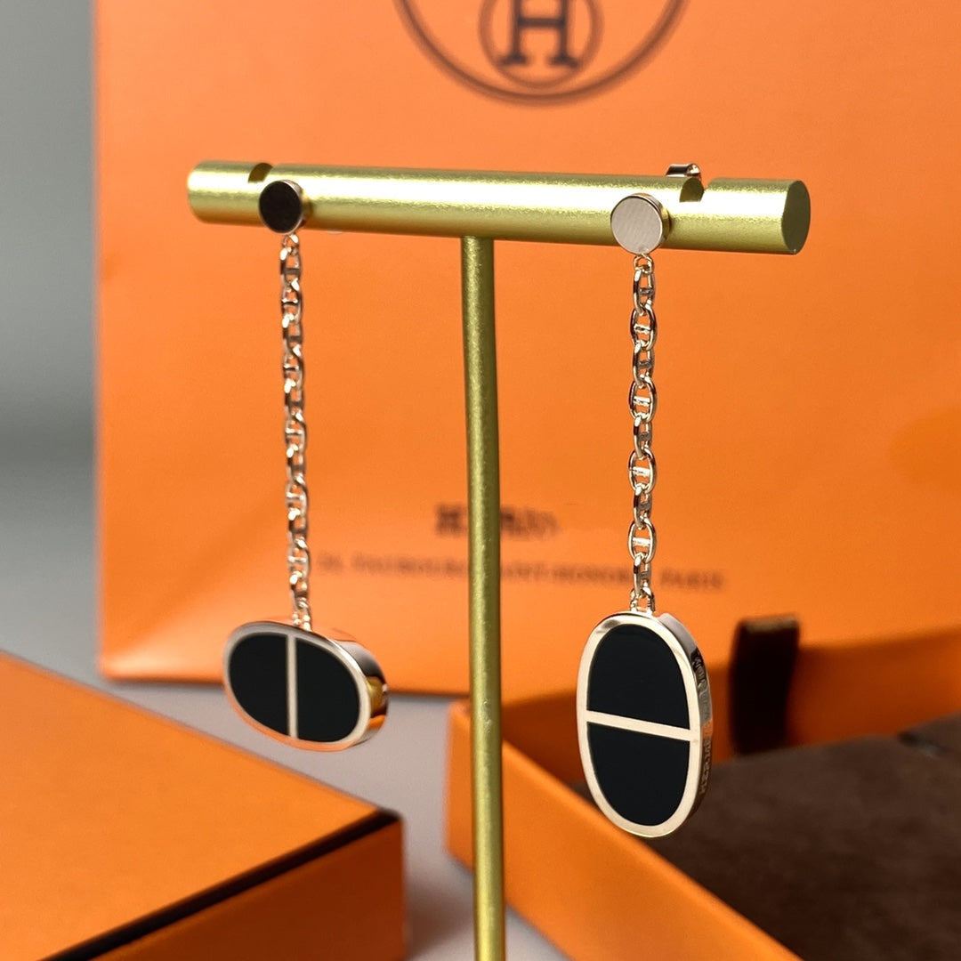 [Demi jewelry]CHAINE VERSO BLACK CERAMIC EARRINGS