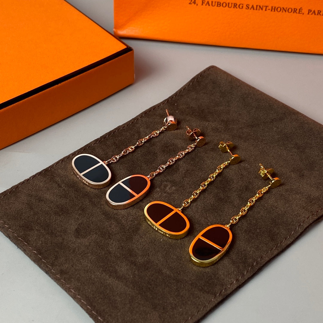 [Demi jewelry]CHAINE VERSO BLACK CERAMIC EARRINGS