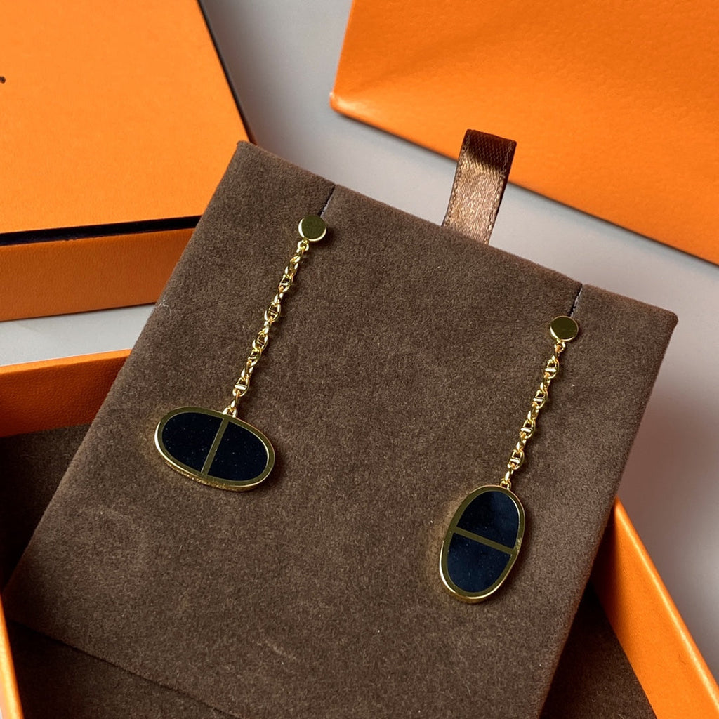 [Demi jewelry]CHAINE VERSO BLACK CERAMIC EARRINGS