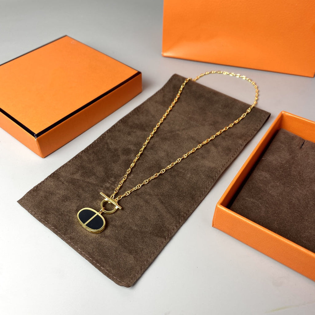 [Demi jewelry]CHAINE VERSO BLACK CERAMIC NECKLACE