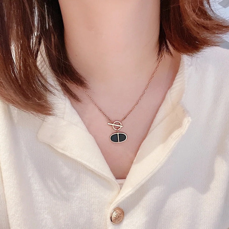 [Demi jewelry]CHAINE VERSO BLACK CERAMIC NECKLACE