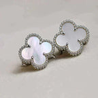 [Demi jewelry]CLOVER MEDIUM 1 MOTIFS  WHITE MOP EARRINGS SILVER