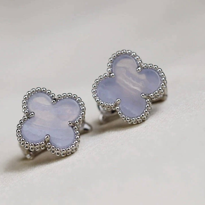 [Demi jewelry]CLOVER MEDIUM 1 MOTIFS  WHITE MOP EARRINGS SILVER
