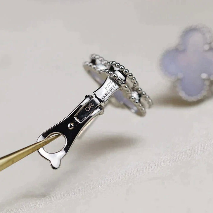 [Demi jewelry]CLOVER MEDIUM 1 MOTIFS  WHITE MOP EARRINGS SILVER