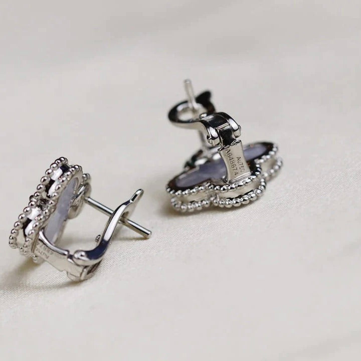 [Demi jewelry]CLOVER MEDIUM 1 MOTIFS  WHITE MOP EARRINGS SILVER