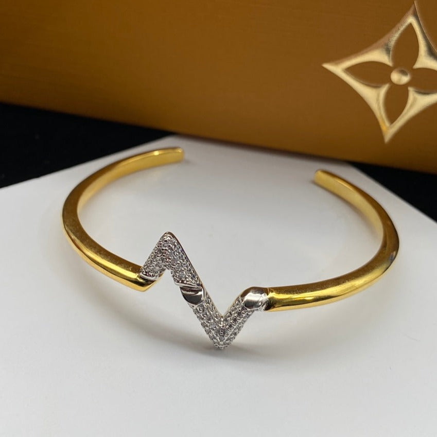 [Demi jewelry]VOLTE UPSITE DOWN DIAMOND GOLD OPEN BRACELET