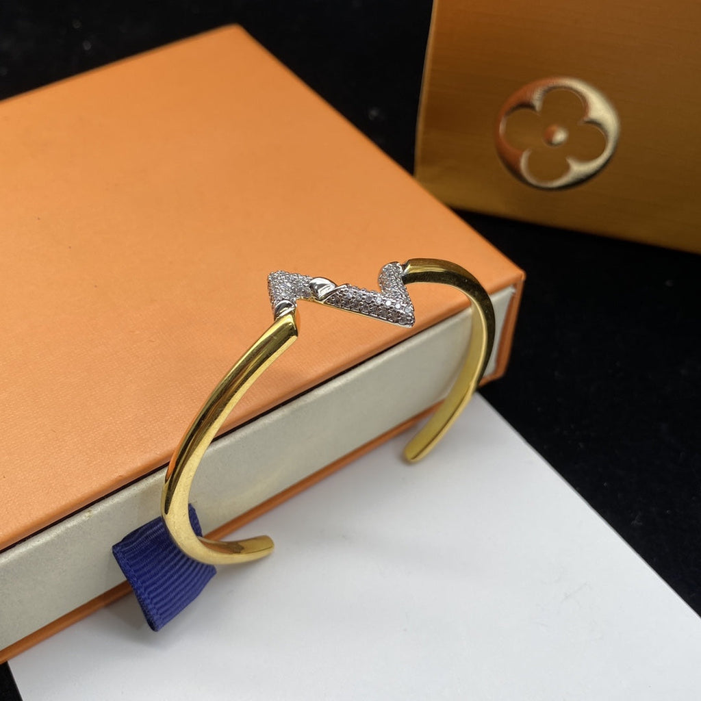 [Demi jewelry]VOLTE UPSITE DOWN DIAMOND GOLD OPEN BRACELET