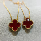 [Demi jewelry]CLOVER 15MM CARNELIAN SINGLE FLOWER NECKLACE