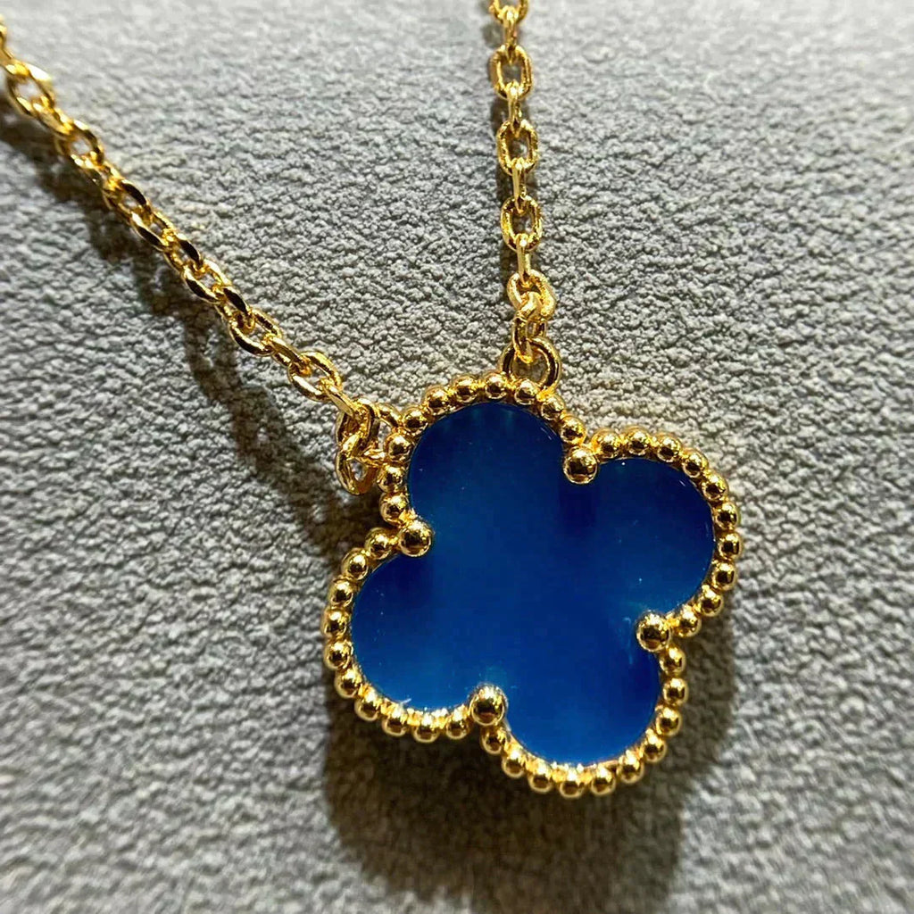 [Demi jewelry]CLOVER 15MM BLUE AGATE NECKLACE