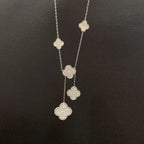 [Demi jewelry]CLOVER 5 MOTIFS SILVER DIAMONDS NECKLACE