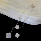 [Demi jewelry]CLOVER 5 MOTIFS SILVER DIAMONDS NECKLACE