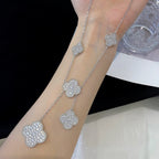[Demi jewelry]CLOVER 5 MOTIFS SILVER DIAMONDS NECKLACE
