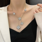 [Demi jewelry]CLOVER 5 MOTIFS SILVER DIAMONDS NECKLACE