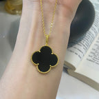 [Demi jewelry]CLOVER 25MM NECKLACE GOLD ONYX