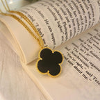 [Demi jewelry]CLOVER 25MM NECKLACE GOLD ONYX