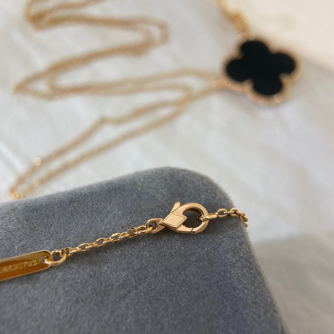 [Demi jewelry]CLOVER 25MM NECKLACE GOLD ONYX