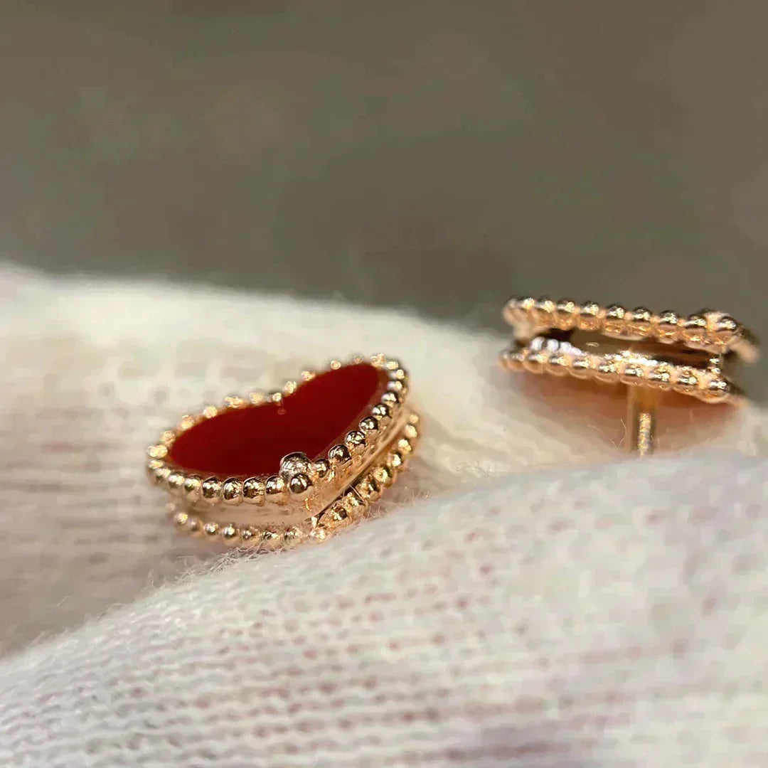 [Demi jewelry]HEART CARNELIAN STUD EARRINGS