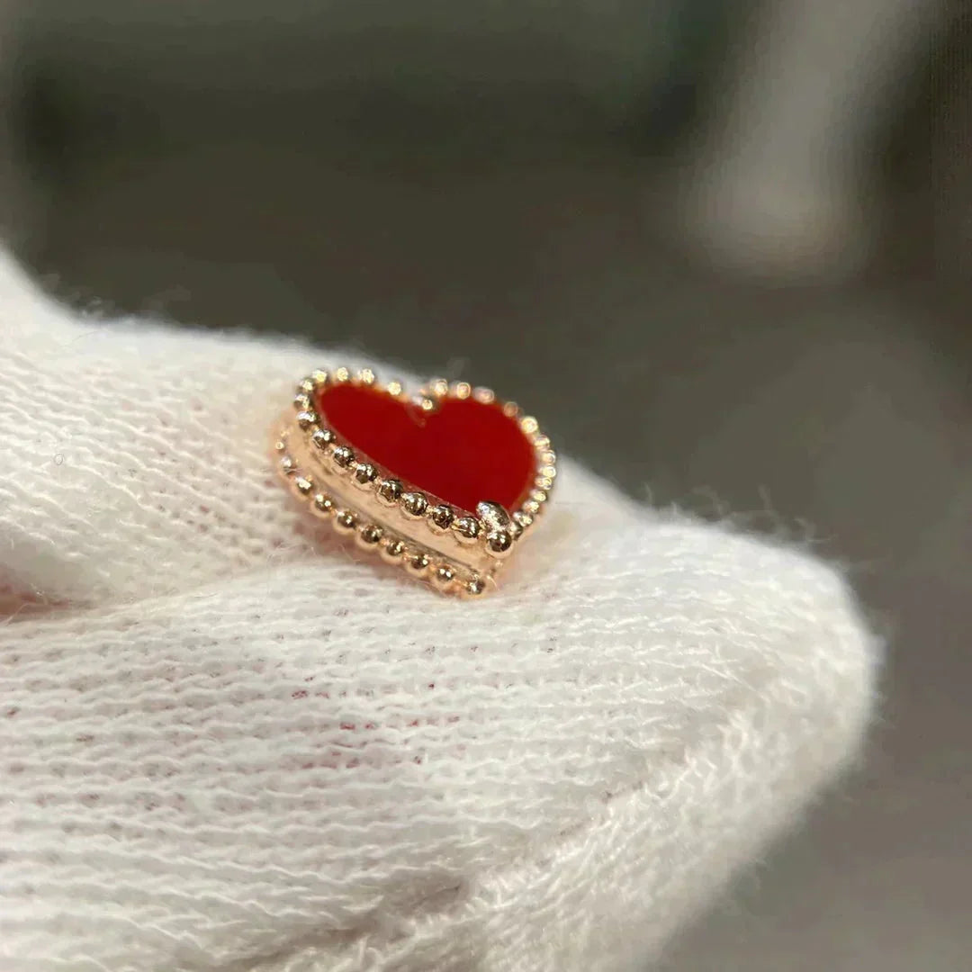 [Mystic]HEART CARNELIAN STUD EARRINGS