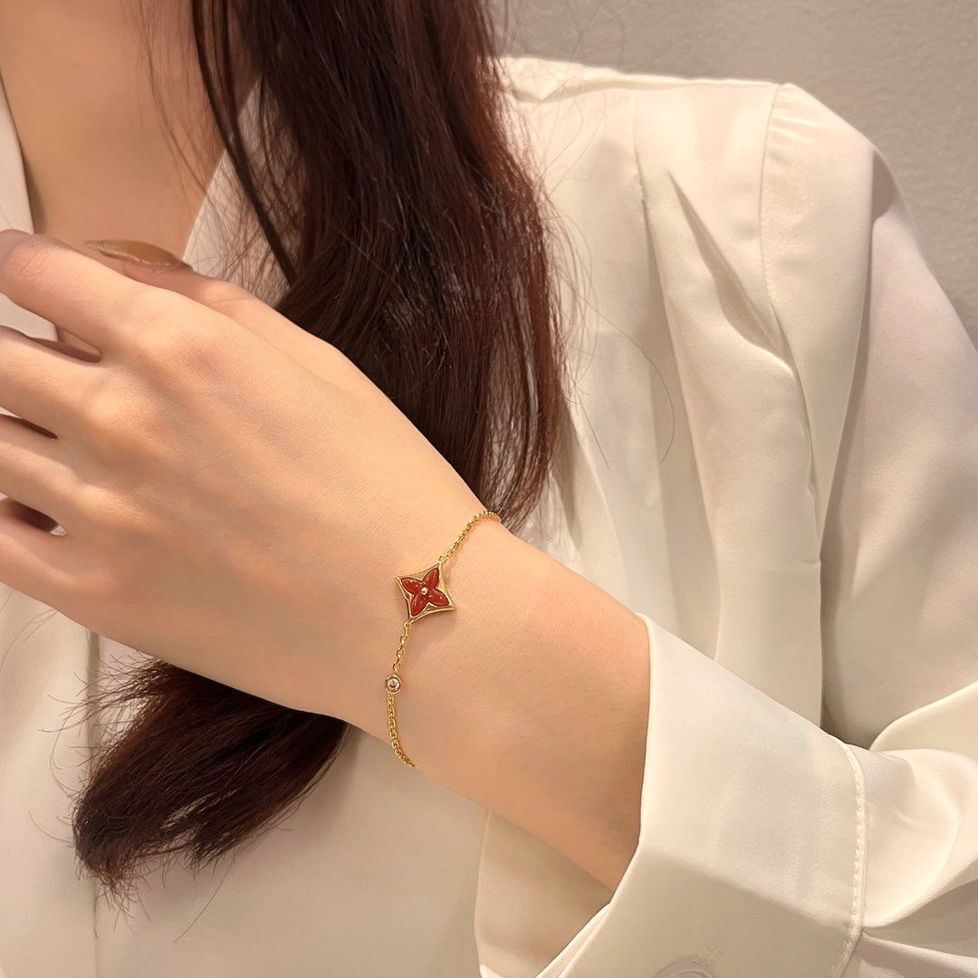 [Demi jewelry]COLOR STAR CARNELIAN PINK GOLD DIAMOND BRACELET