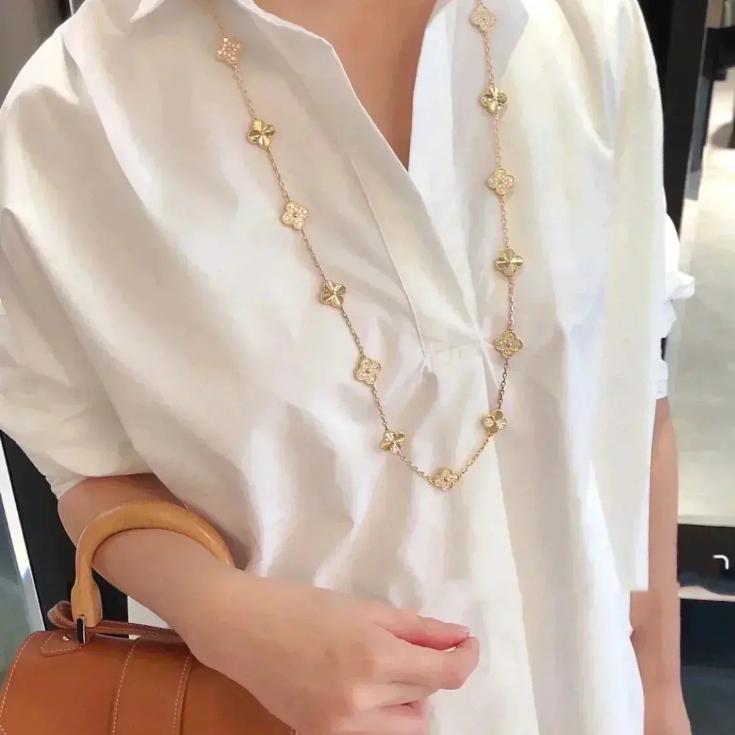 [Demi jewelry]CLOVER 20 MOTIFS LASER DIAMOND NECKLACE