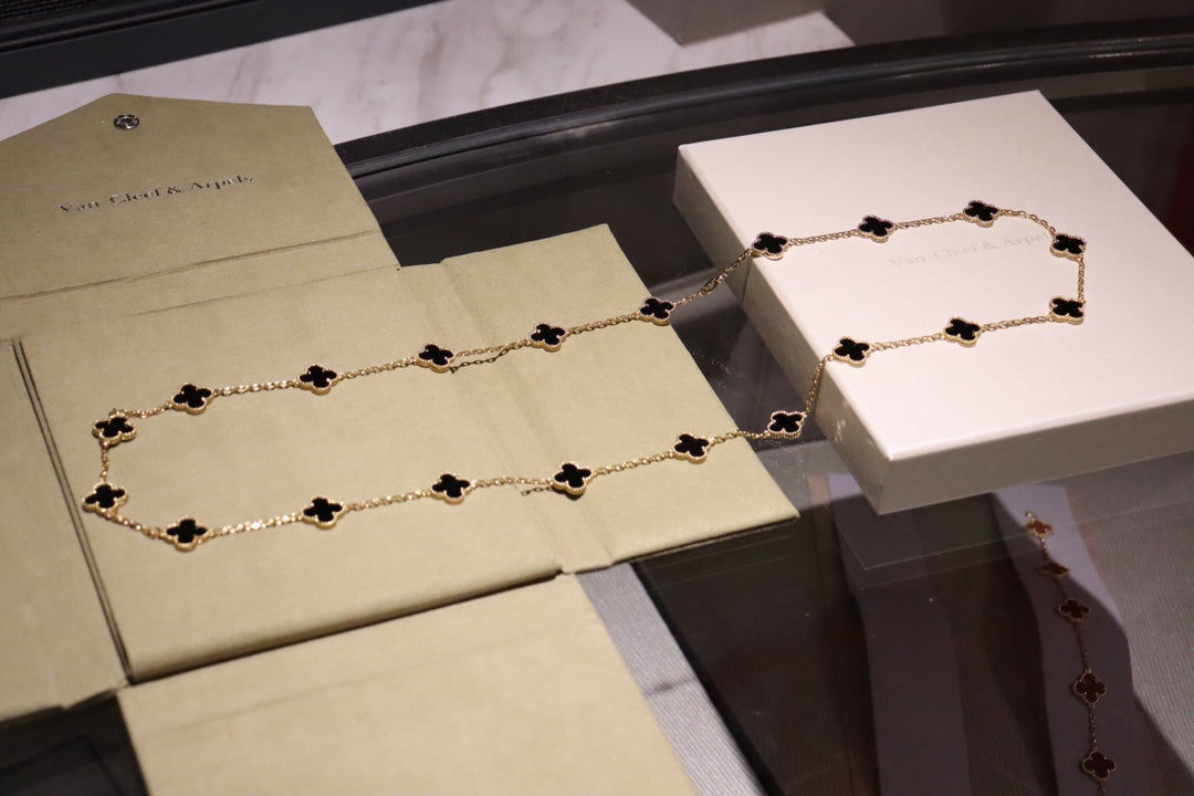 [Demi jewelry]CLOVER 20 MOTIFS ONYX ROSE GOLD