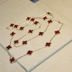 [Demi jewelry]CLOVER 20 MOTIFS CARNELIAN NECKLACE