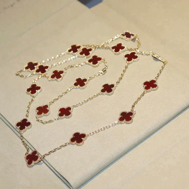 [Demi jewelry]CLOVER 20 MOTIFS CARNELIAN NECKLACE