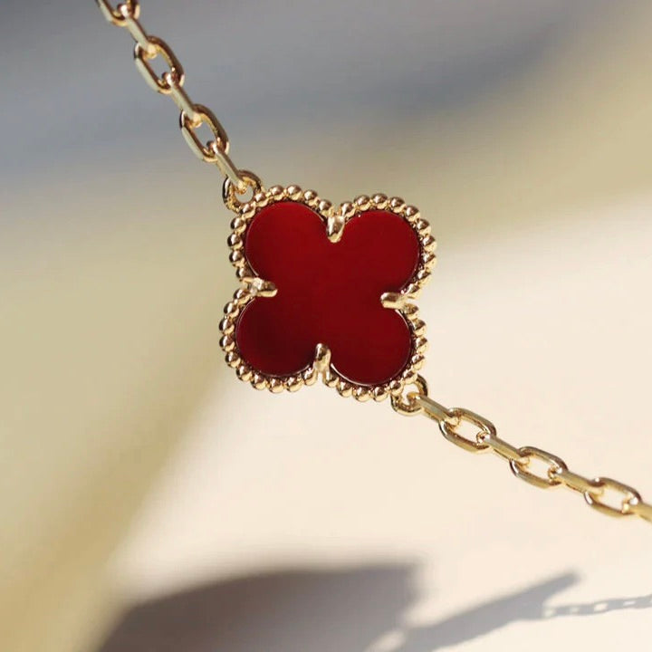 [Demi jewelry]CLOVER 20 MOTIFS CARNELIAN NECKLACE