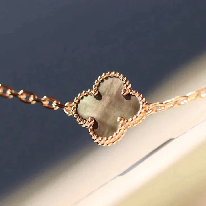 [Mystic]CLOVER 20 MOTIFS DARK MOP DIAMOND  NECKLACE