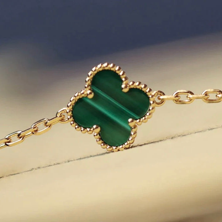[Demi jewelry]CLOVER 20 MOTIFS MALACHITE DIAMOND NECKLACE