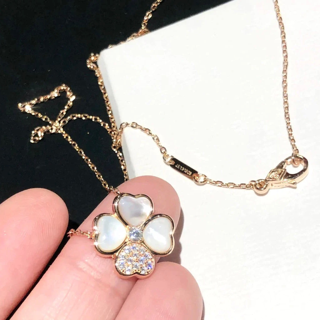 [Demi jewelry]CLOVER MOP DIAMOND ROSE GOLD NECKLACE